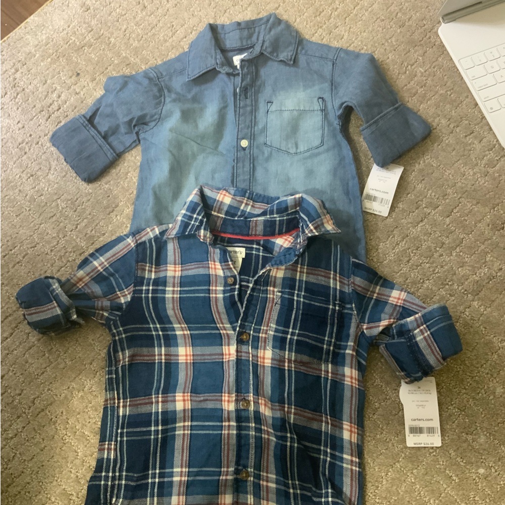 Kids Blue and Plaid collar shirts
